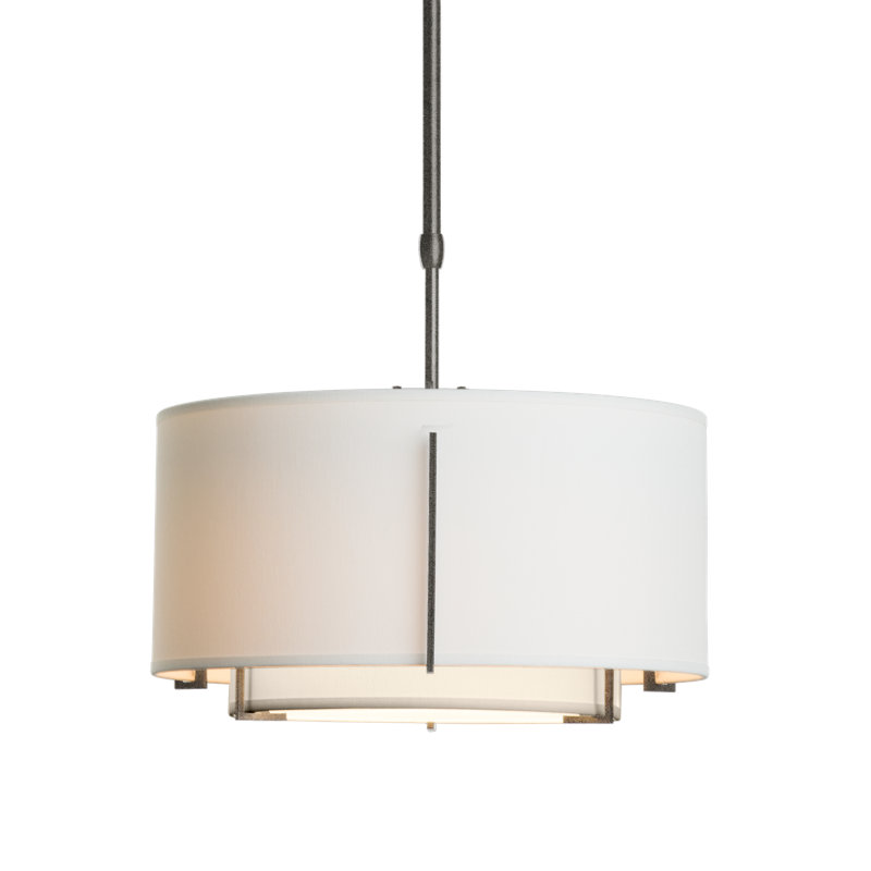 Exos 3 - Light Unique/Statement Drum Chandelier, Natural Anna, 12" H x 28" W x 28" D, Natural Iron