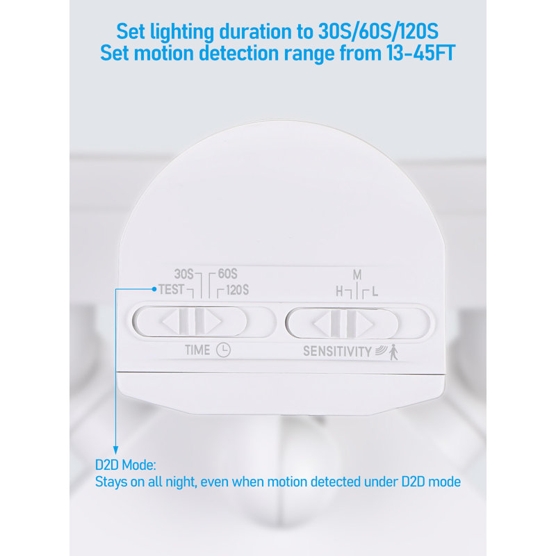 Projecteur de sécurité DEL 28 W avec prises GFCI, détecteur de mouvement/allumage automatique crépusculaire, projecteur extérieur, 2 têtes orientables, lumière du jour, blanc