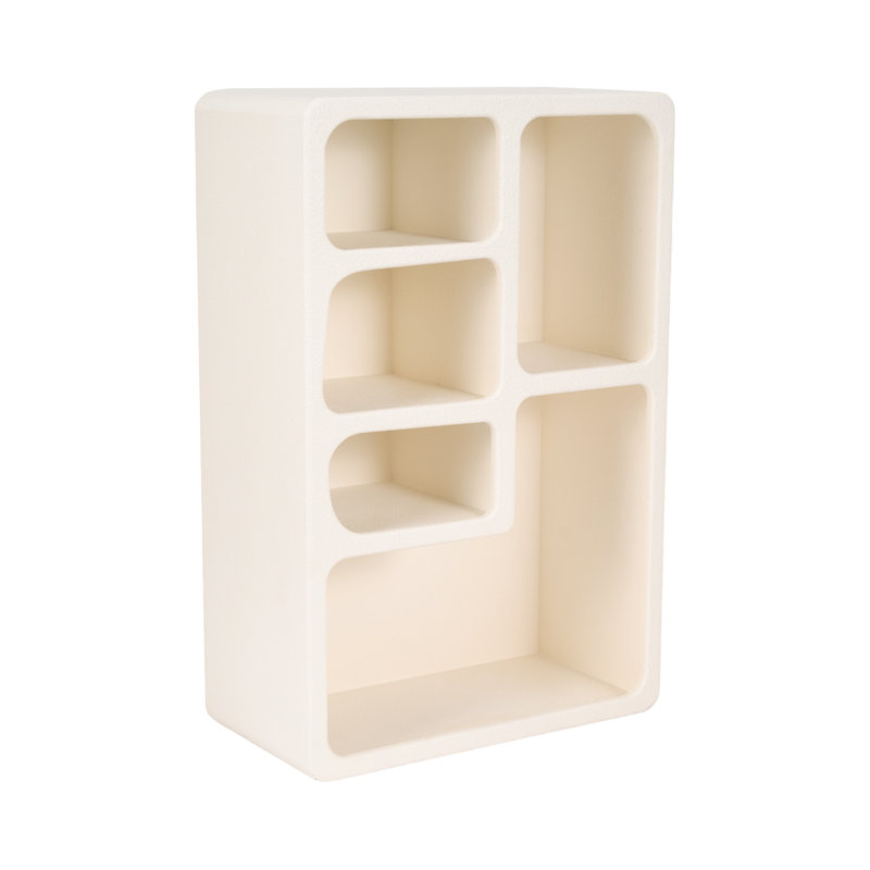 Aliany White Wood & MDF Wall Storage Unit with Multiple Shelves, 24" Glam Style, Wall-Mounted Organizer for Home, Office, Bedroom, or Living Room - Functional & Stylish Display Shelf