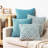 Light Blue Geometric Pattern Linen Decorative Pillow Covers, 4 Pack, For Sofa And Living Room-124820337