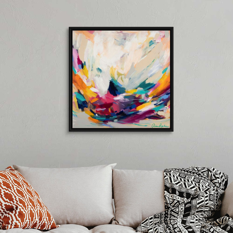 " New Beginnings " by Amira Rahim, Picture Framed Canvas, 31.25" H x 31.25" W, Black