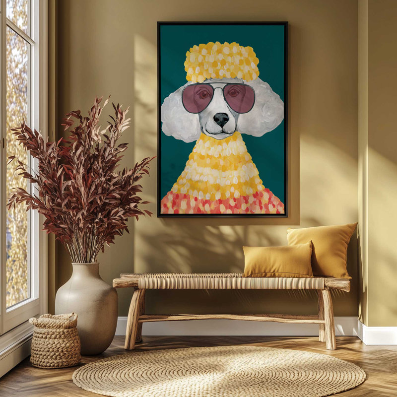 «Poodle Power» par Yvette St. Amant, reproduction d'art, Noir, Cadre flottant, H 24 po x l 18 po