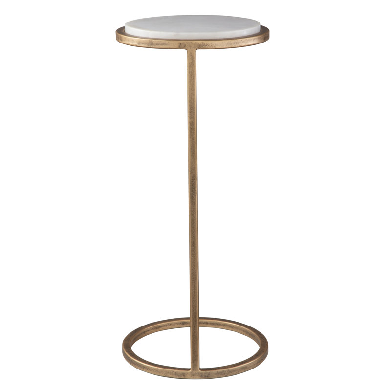 Cinna Marble End Table, White Top/Gold Base
