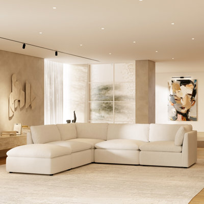 Josefa Upholstered L-Shaped Sectional with Ottoman Symmetrical