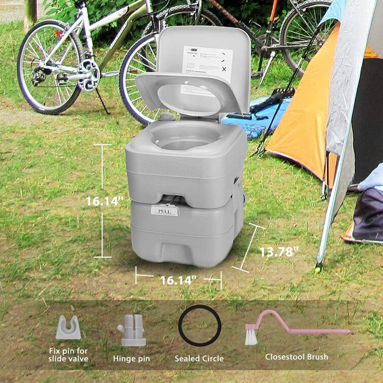 JAXPETY 5.3 Gallon Camping Toilet Portable Travel Toilet w/Sealing Slide  Valve, Anti-Leak Water Pump, Carry Handle, Large Capacity Waste Tank for  Car