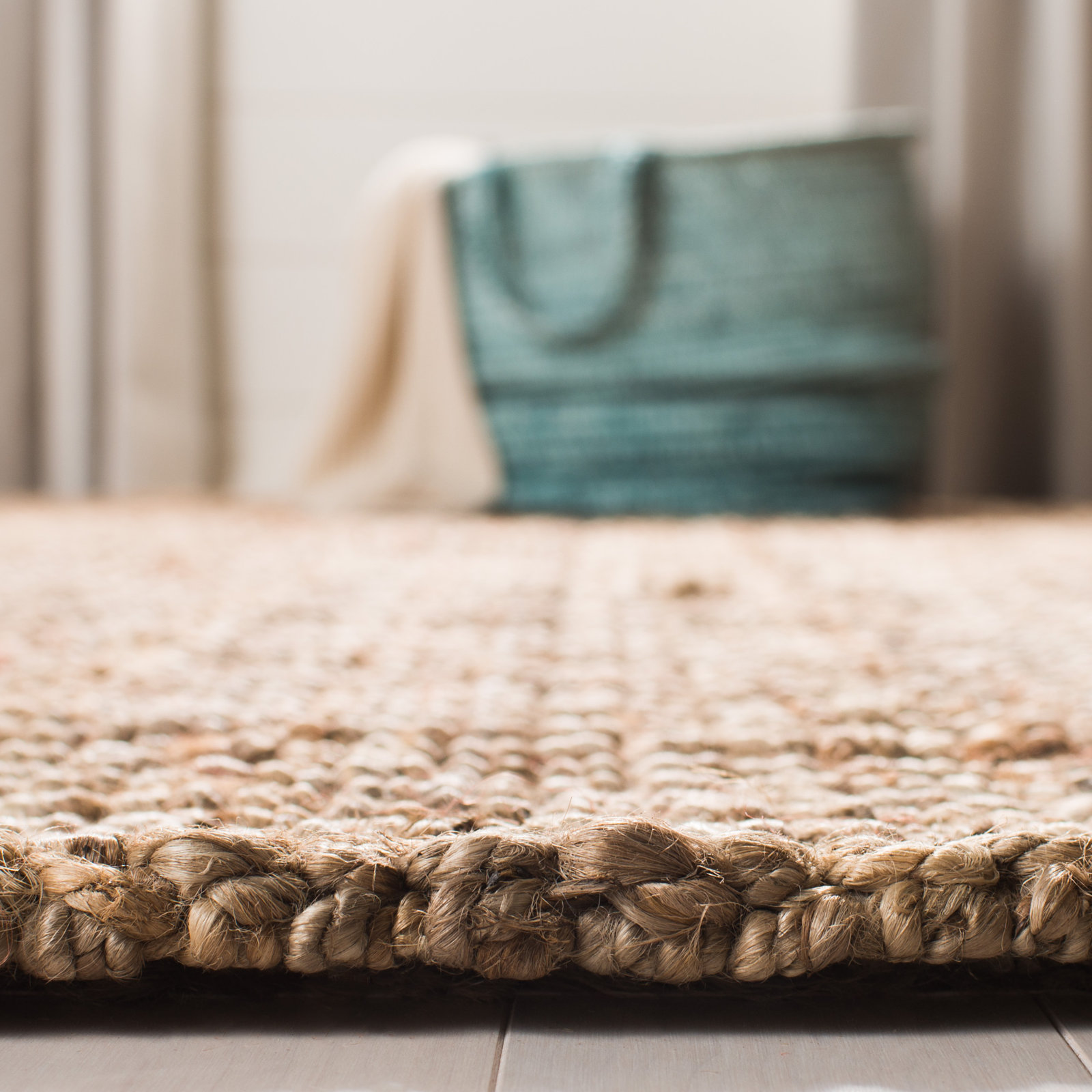 Alda Jute Natural / Gray Area Rug, Rectangle 9' x 12'