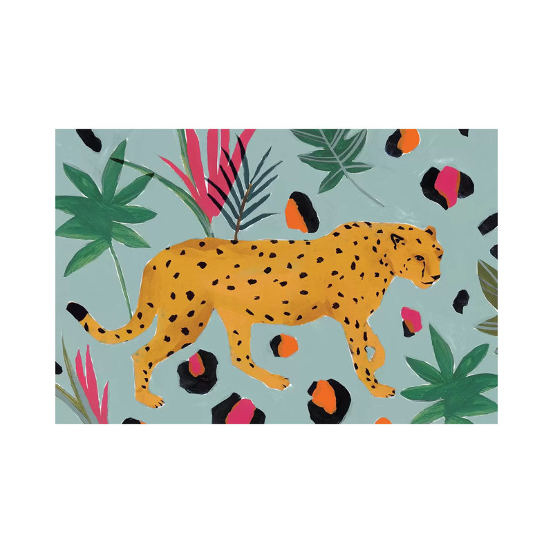 «Walking Cheetah II» par Isabelle Z - impression d'art graphique, H 26 po x l 40 po x 1,5 po, Toile tendue, Pas de tapis