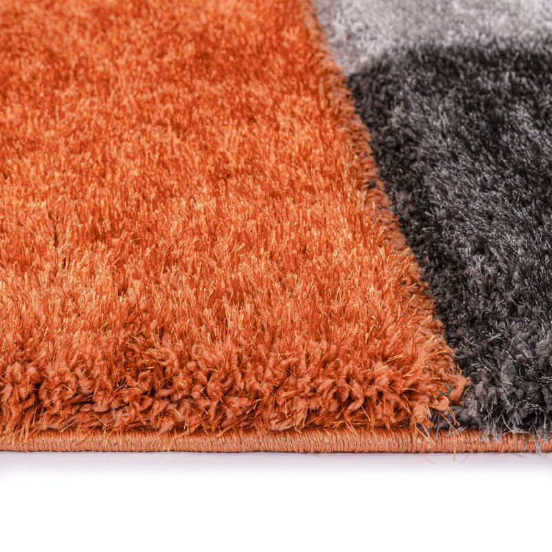 Geometric Shaggy Area Rug, Rectangle 203 x 381 cm