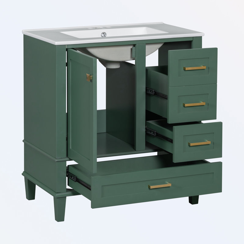 Omani 30'' Single Bathroom Vanity with Top, Green