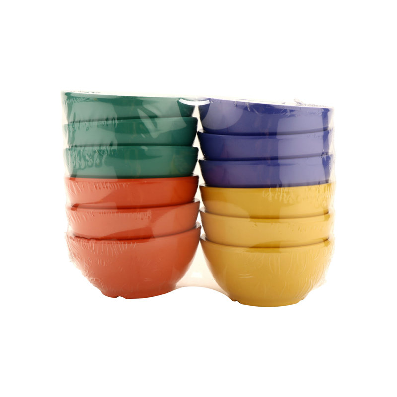 GET Melamine Rimless Fruit / Dessert Bowl, 16 Ounce (Set of 12), Purple/Green/Orange