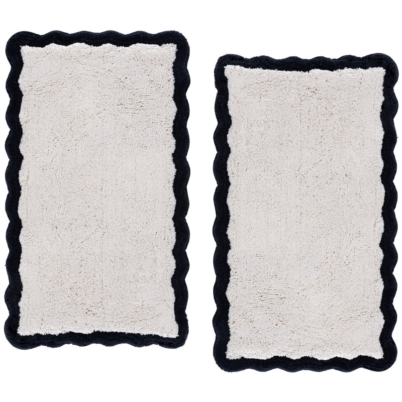 Ziggy Cotton Tufted Bath Mat, Blue/White