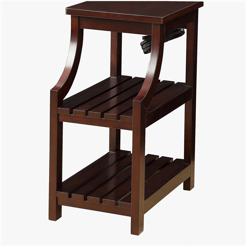 Table d'appoint de couleur café avec station de charge USB