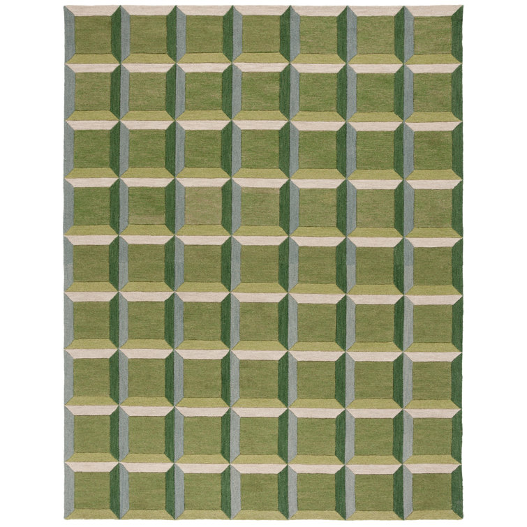 Genre Geometric Area Rug In Green / Beige