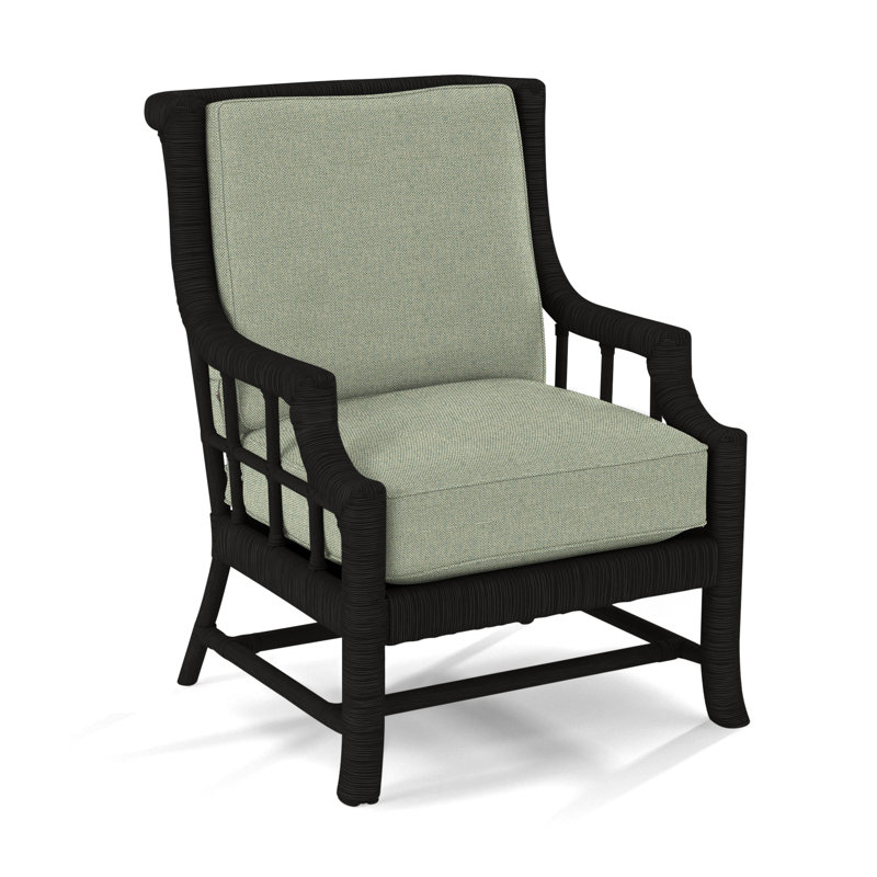 Fauteuil Lafayette, Tissu vert performance 0851-54, Noir antique