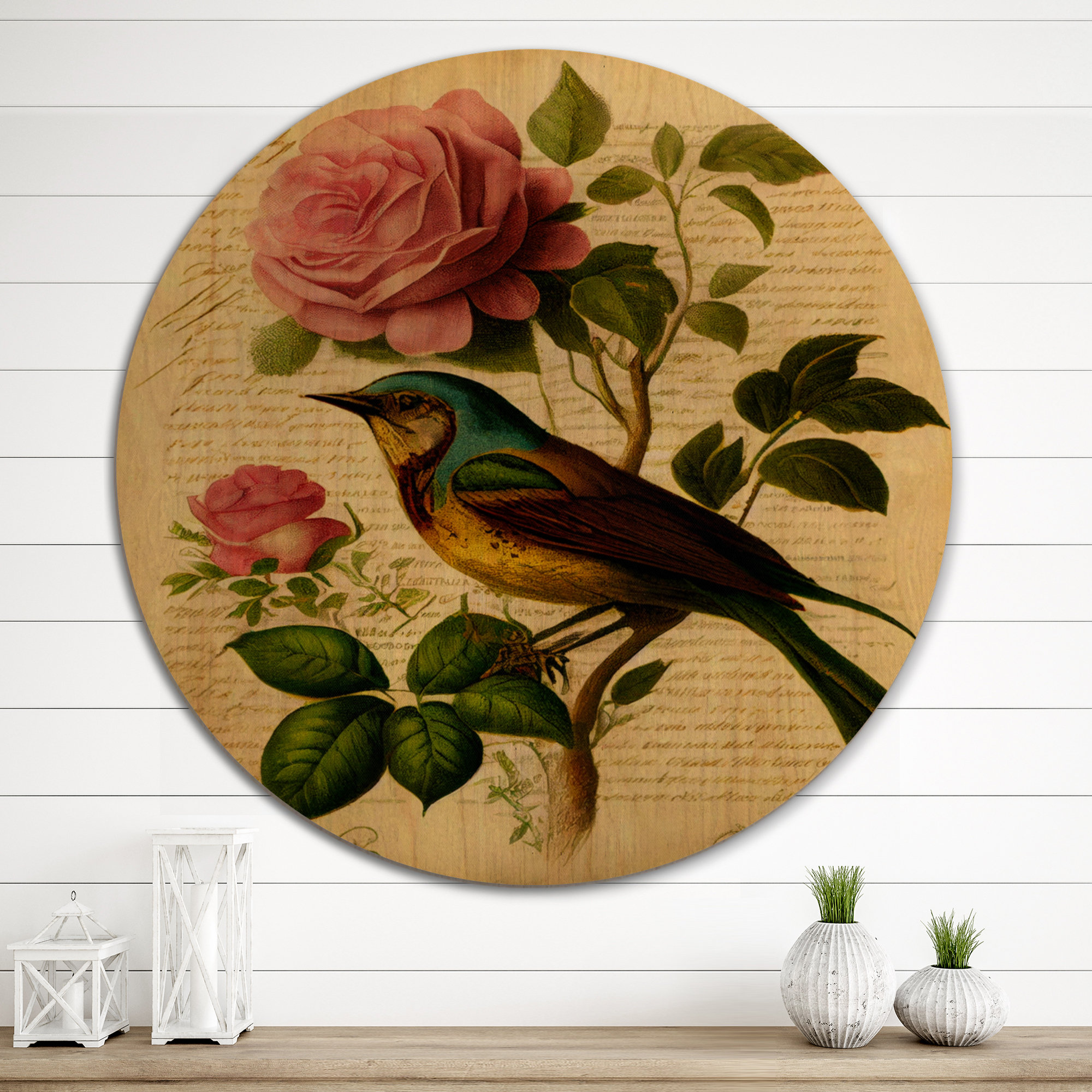 Blossoming Pink Vintage Rose V - Floral Rose Wood Wall Decor Red Barrel Studio Size: 23\, image size:2000x2000