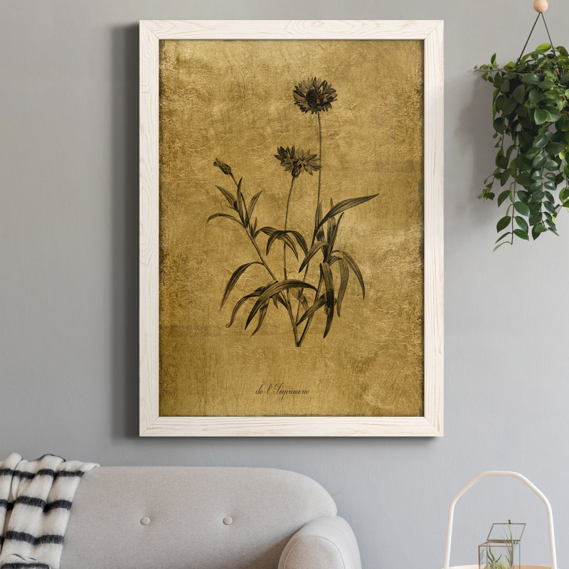 Toile encadrée dorée I-Premium Botanical, H 20 po x l 17 po x P 1,5 po, Blanc