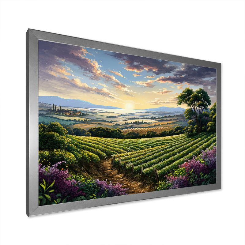 «Vineyard Charm», impression sur toile, Cadre simple argenté, H 24 po x l 32 po x P 1 po