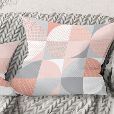 Coussin décoratif rond à motif géométrique texturé - Mid-Century Modern