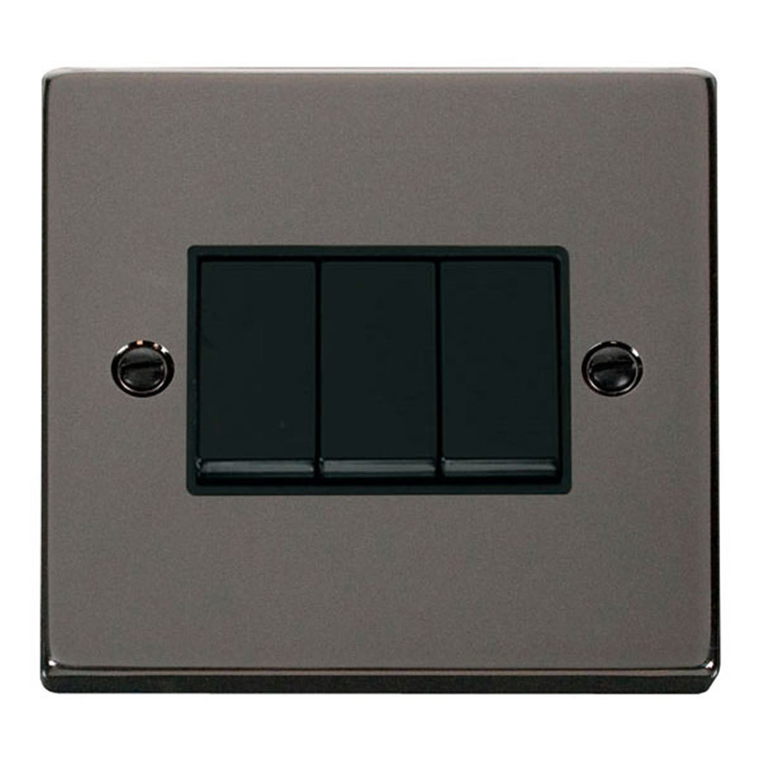 Black Nickel 10A 3 Gang 2 Way Light Switch
