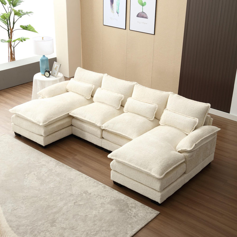 Canapé modulaire doux et confortable avec rembourrage en mousse en forme de U, H 31,8 po x l 110,6 po x P 56,6 po