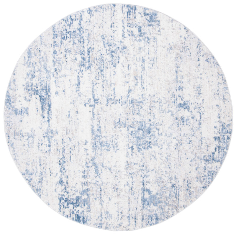 Tapis abstrait Grandview 700 Performance, Rond 9 pi, Light Blue/Ivory