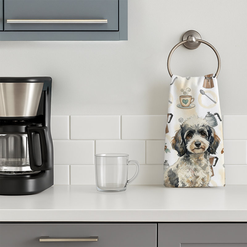 Toy Parti Poodle Coffee Bar Kitchen Towel, Toy Parti Poodle