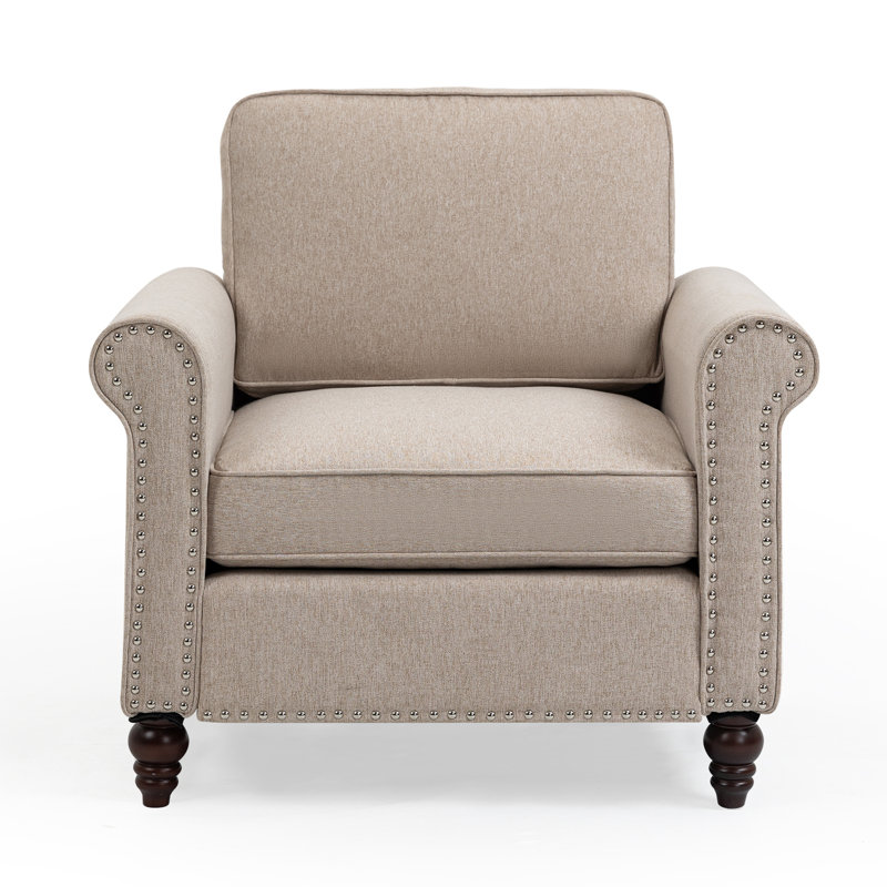 Chaise avec accoudoirs rembourrés, fauteuil d'appoint de lecture en tissu, canapé simple
