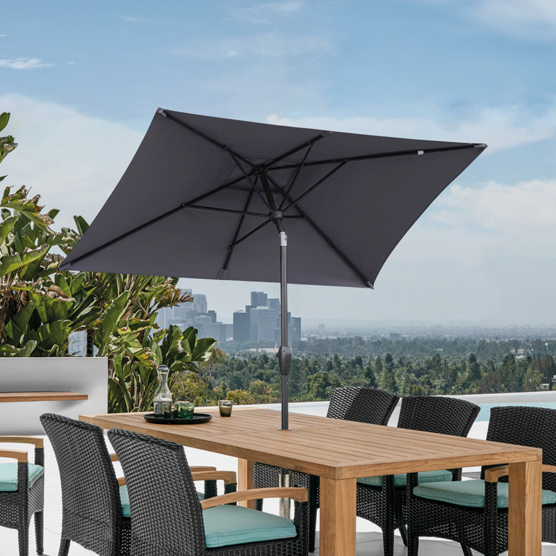 Bohrer 210cm X 140cm Rectangular Traditional Parasol, Grau