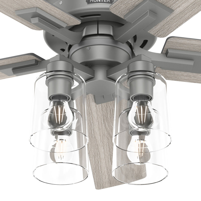 52" Techne 5 - Blade Ceiling Fan with LED Light Kit, Remote Control, WiFi Smart Fan, Easy Install, Matte Silver