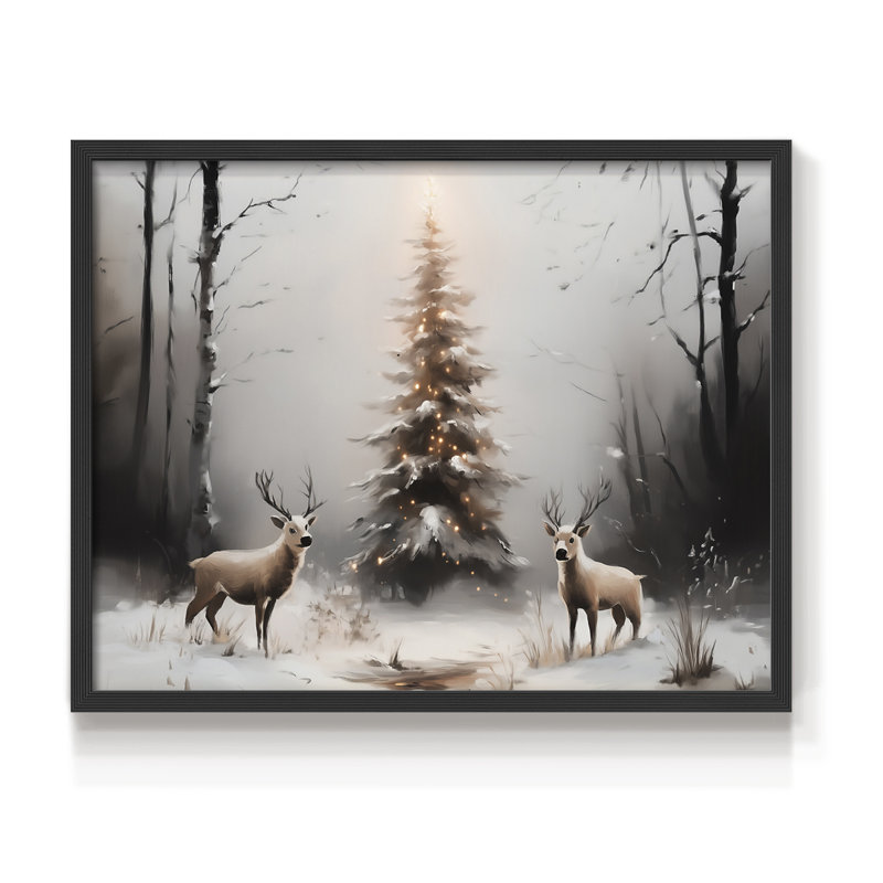 Art de Noël - DCCCLI - Reproduction encadrée - Restickable, H 8 po x l 10 po, Noir, noir, noir, noir