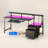 Harleysville Gaming Desk with Led Lights and Built-in Power Socket,Reversible Desk with Monitor Shelf and Cabinet ,Computer Desk with Pull-out Keyboard Tray-459932649