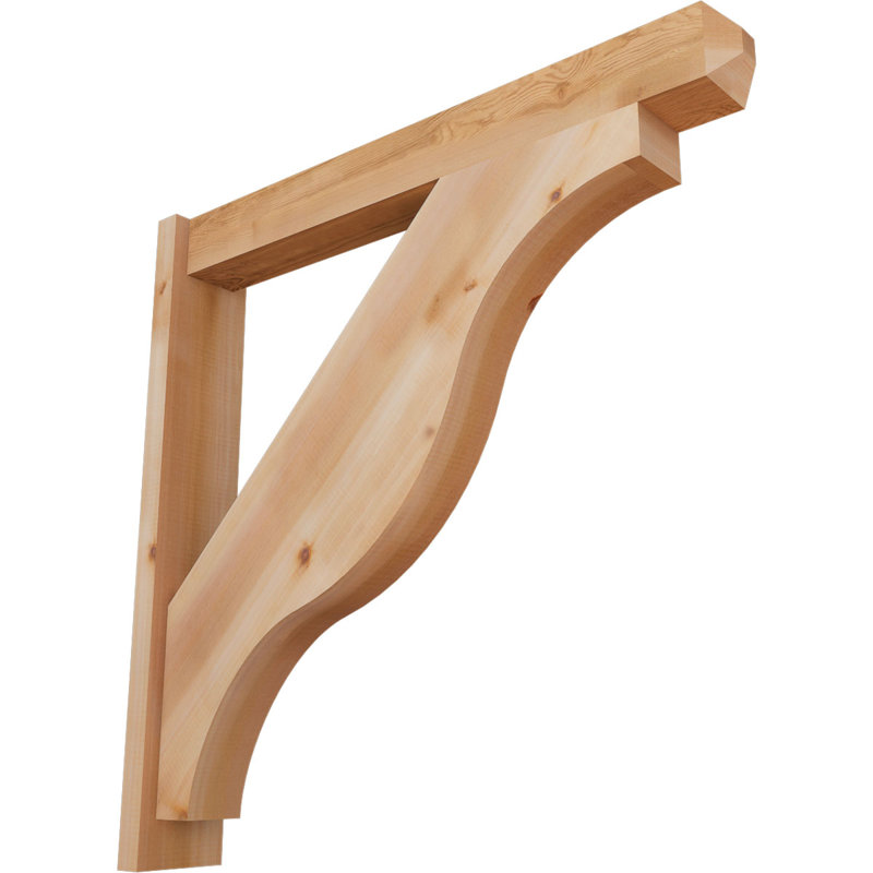 Persienne en bois rustique Funston Craftsman, P 36 po x H 36 po, Cèdre rouge de l'Ouest l 5 1/2 po (lisse)