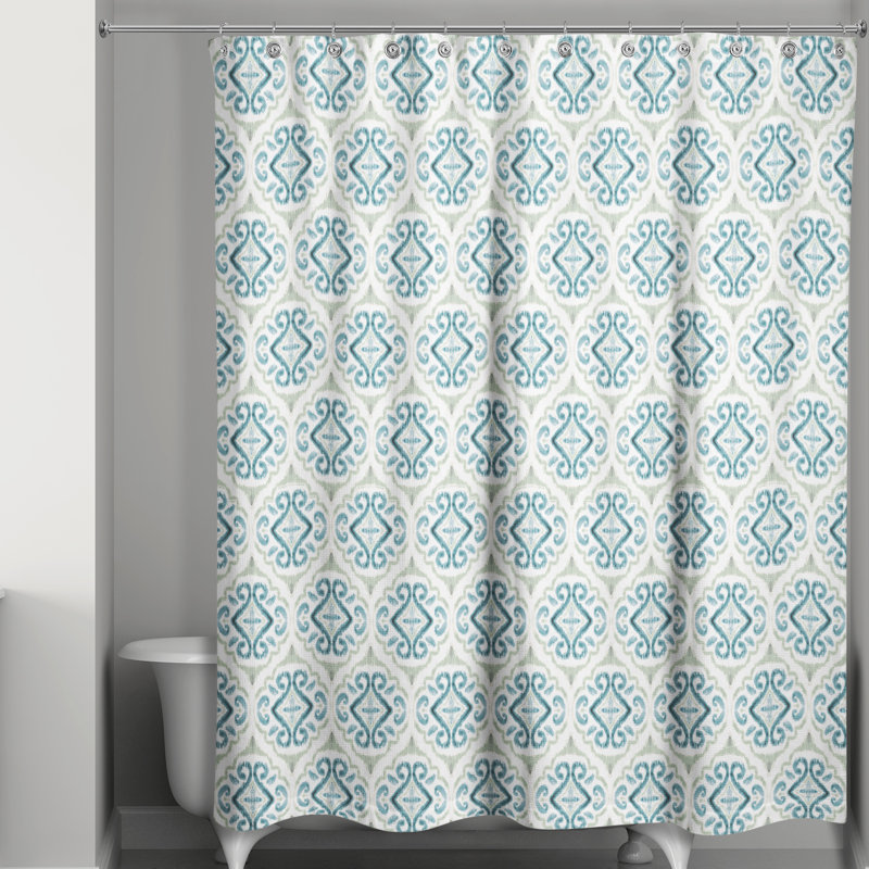 Rideau de douche Langridge, Bleu sarcelle géométrique 2