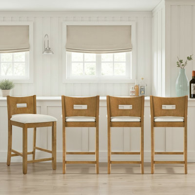 Barrymore Counter Height Or Bar Height Rubberwood Barstool With Fabric Seat by Red Barrel Studio