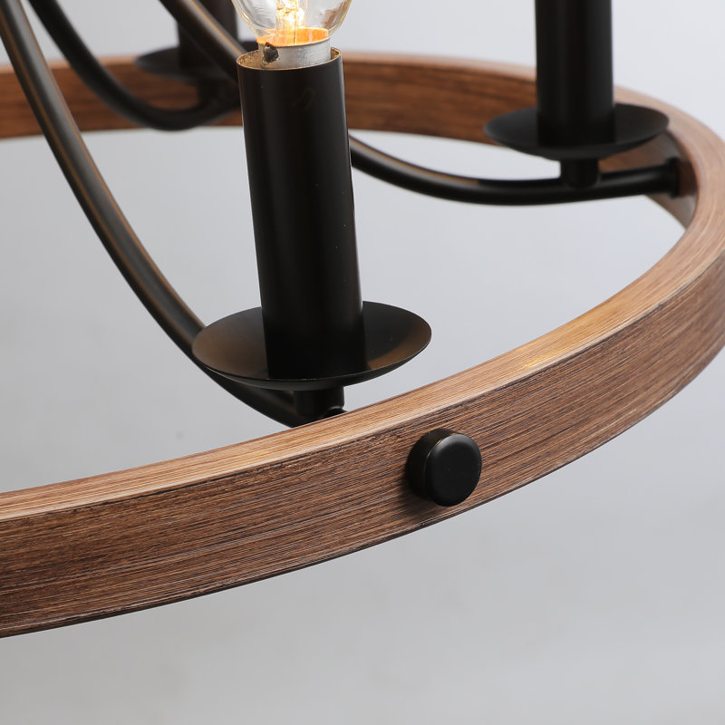 6-Light Rustic Wagon Wheel Chandelier For Dining Room Chandelier