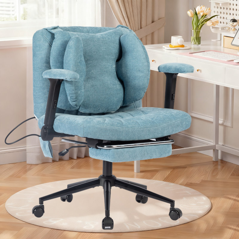 Modern Cross Legged Office Chair With Adjustable Lumbar And Armrests, Blue