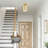 1 Light English Bronze Semi-Flush With Hand Crafted Oatmeal Color Fabric Hardback Shade-31659966