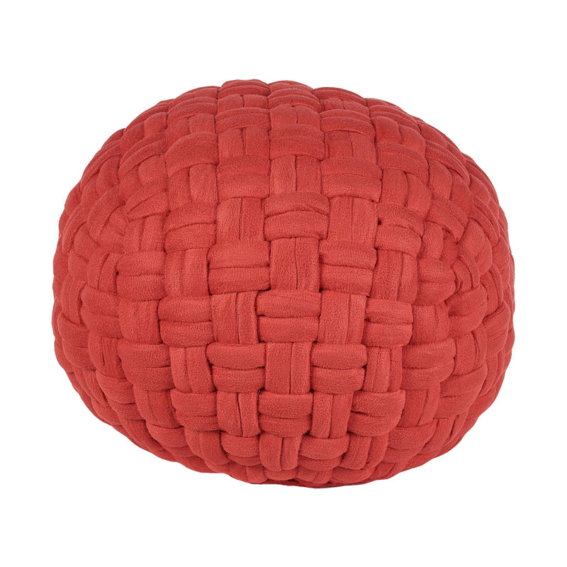 Elisabetta 45cm Wide Round Solid Colour Pouffe Ottoman, Red