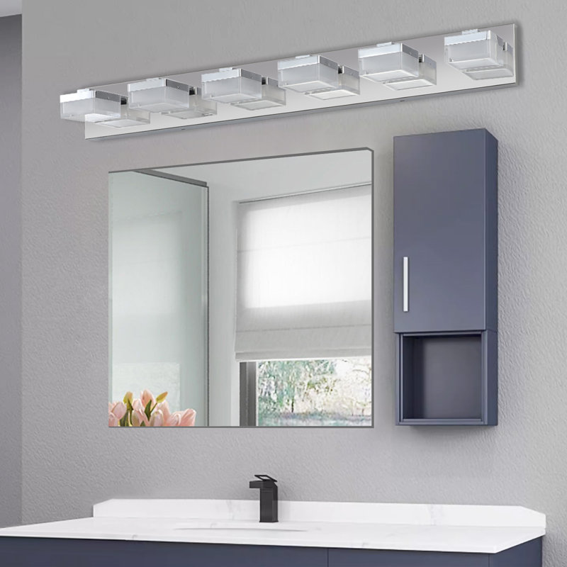 Luminaire de salle de bain moderne à six lumières DEL chromé pour miroir de maquillage convenant aux salles de bain et aux tables de coiffeuse