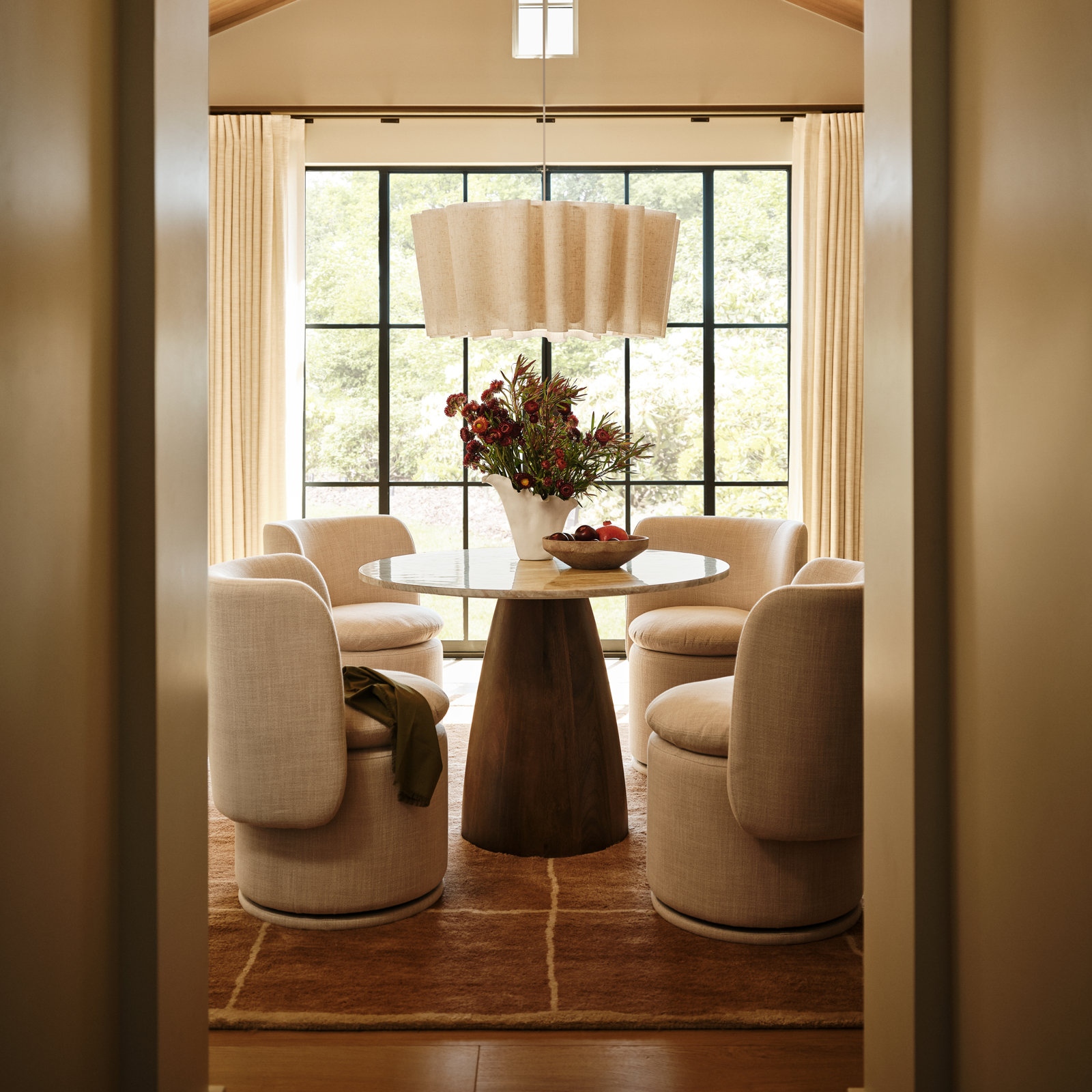 Dimmable Geometric Single Light Pendant, 86" H x 31.49" W x 31.49" D