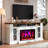 Farmhouse 70" Heavy Fireplace TV Stand with 33" Electric Fireplace & Diamond Door,White-501286706