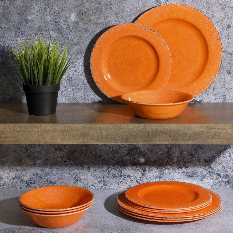 Service de table 12 pièces Laurie Gates By Gibson Mauna, Orange
