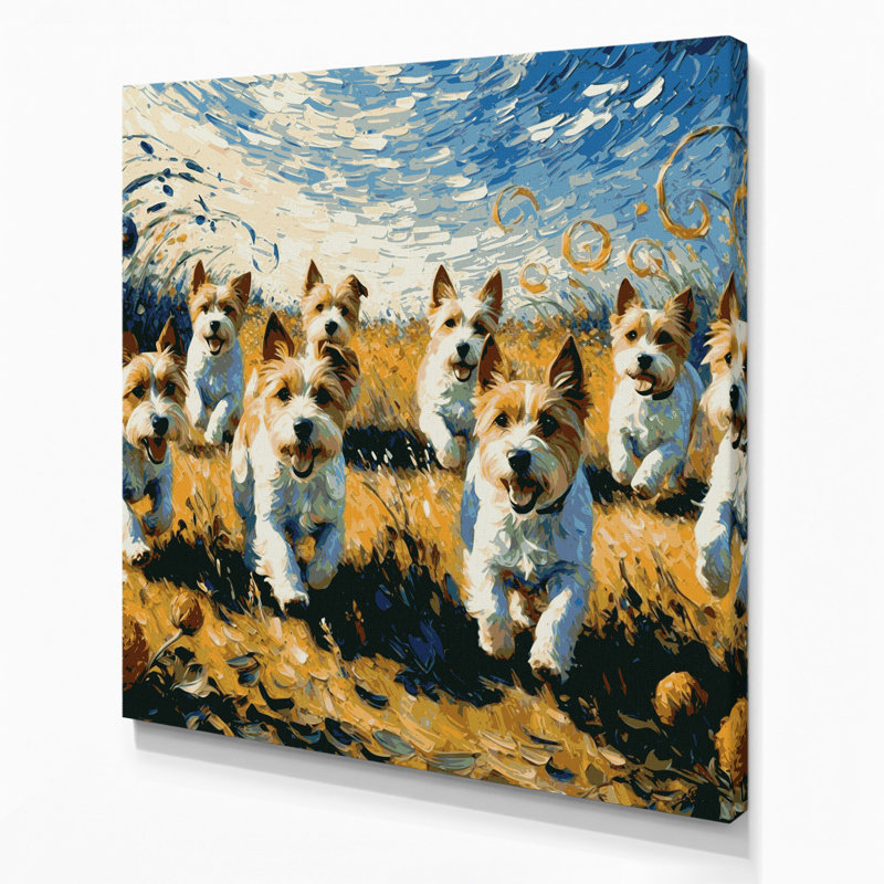 «Dogs Toy Fox Terrier», art mural sur toile grise, H 16 po x l 16 po