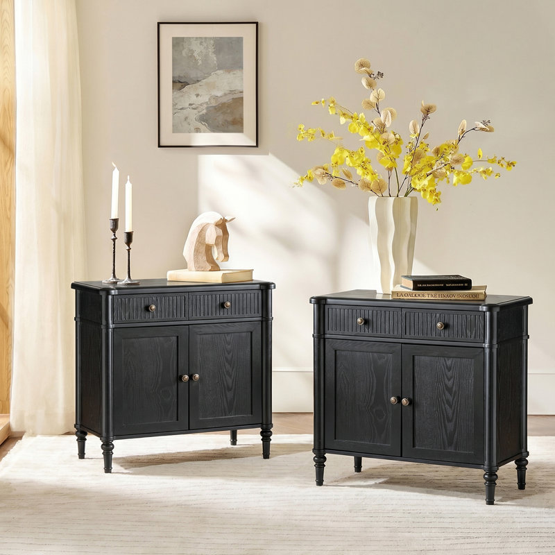 Armoire d'appoint 1 tiroir 2 portes Hoai, Black