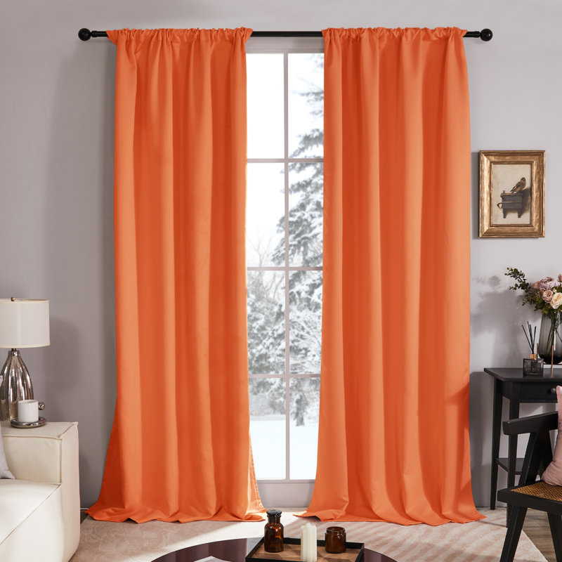 Andrijana Blackout Curtain Pair, Orange, 52" W x 108" L