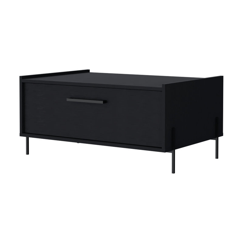 Coffee Table with Flip-Down Door, Black