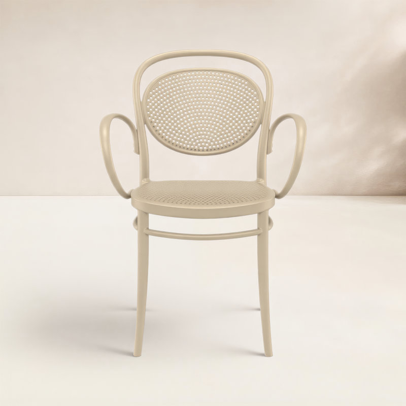 Farrah Stacking Patio Dining Armchair, Taupe