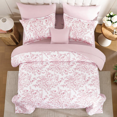 8-Piece Floral Botanical Plants Print Comforter Set All Season Soft Fluffy Microfiber Bedding