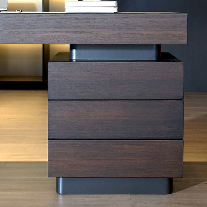 Bureau d'étude pour bureau à domicile avec tiroirs, H 29,53 po x l 86,61 po x P 27,56 po, Brun