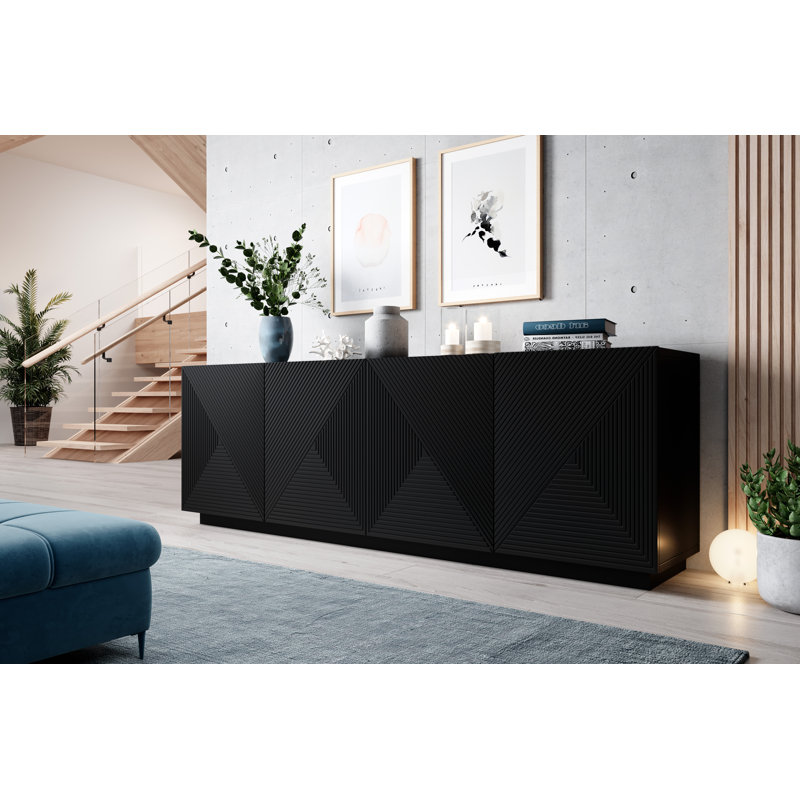 Meisel 200cm Sideboard, Black